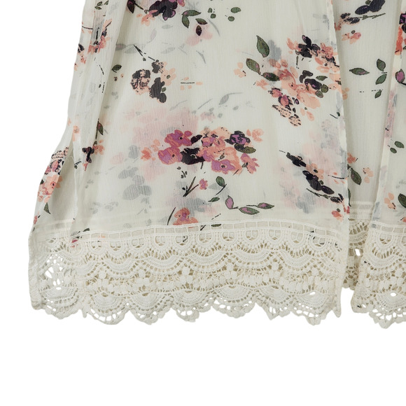 Mason Belle Kimono Tunic Top XXL Womens Open Gauzy Lace Cream Pink Cottage Fairy - Picture 10 of 16